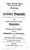 Joh. Friedrich Jugler, Beyträge zur juristischen Biographie