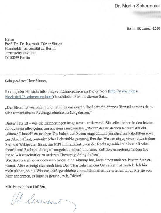 Brief von Herrn Schermaier